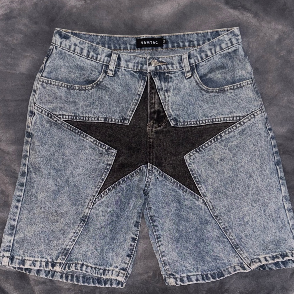 Men's Blue Vamtac Jean Shorts with Black Star